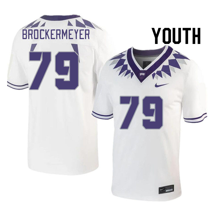 Youth #79 Tommy Brockermeyer TCU Horned Frogs 2023 College Footbal Jerseys Stitched-White - Click Image to Close